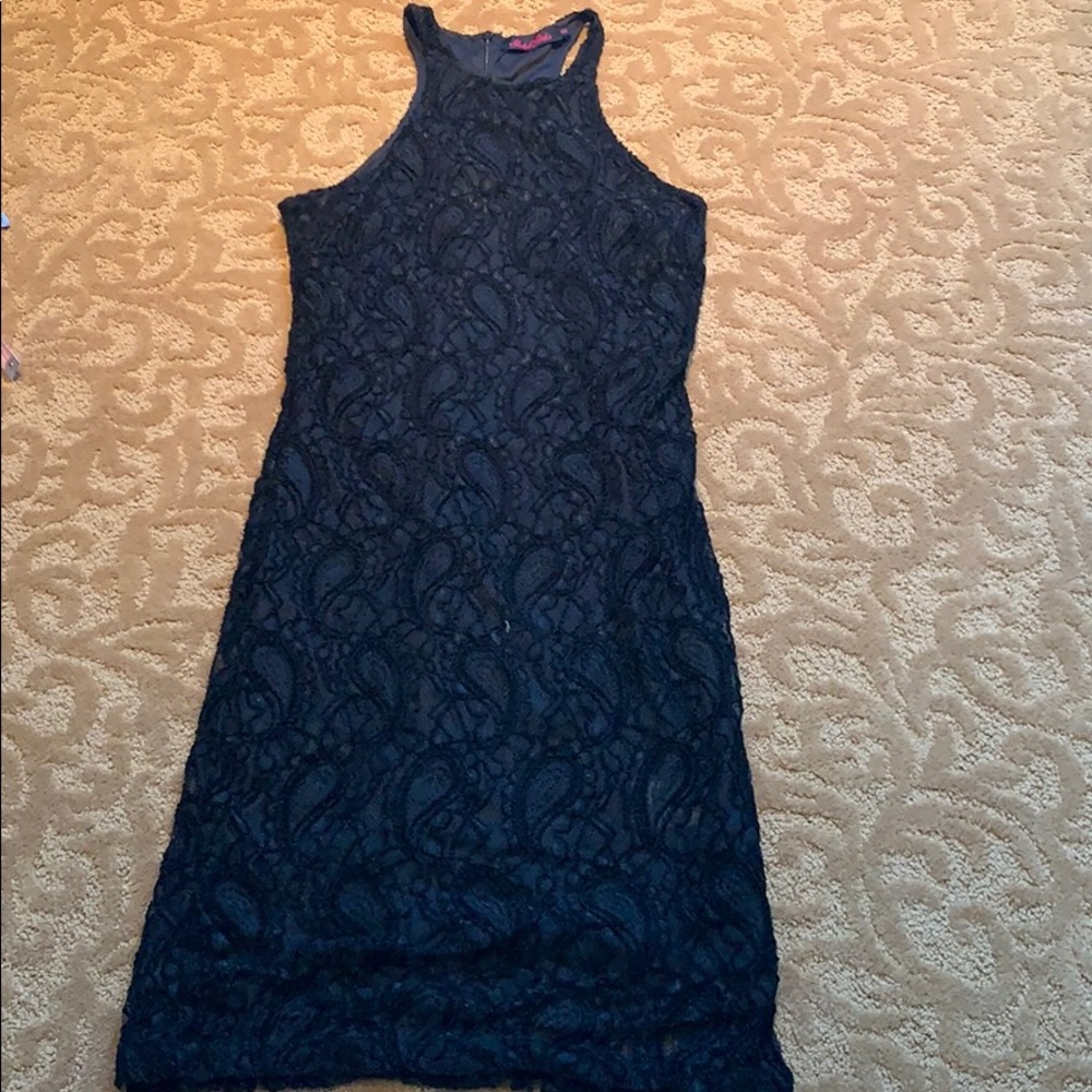 motel rocks black lace dress sz medium thin straps